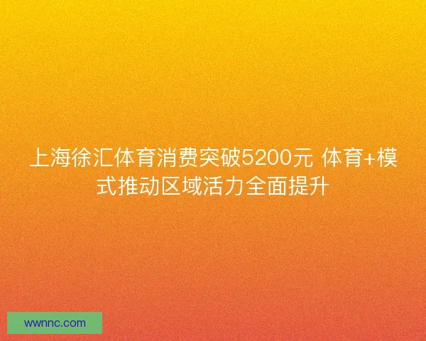 上海徐汇体育消费突破5200元 体育+模式推动区域活力全面提升