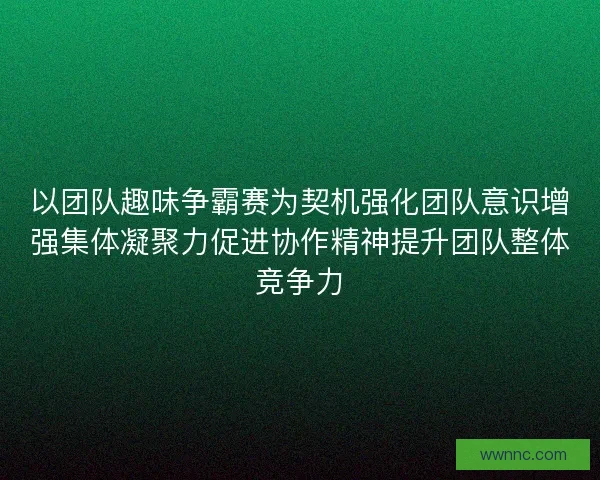 以团队趣味争霸赛为契机强化团队意识增强集体凝聚力促进协作精神提升团队整体竞争力