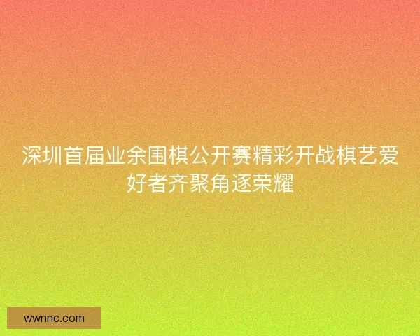 深圳首届业余围棋公开赛精彩开战棋艺爱好者齐聚角逐荣耀